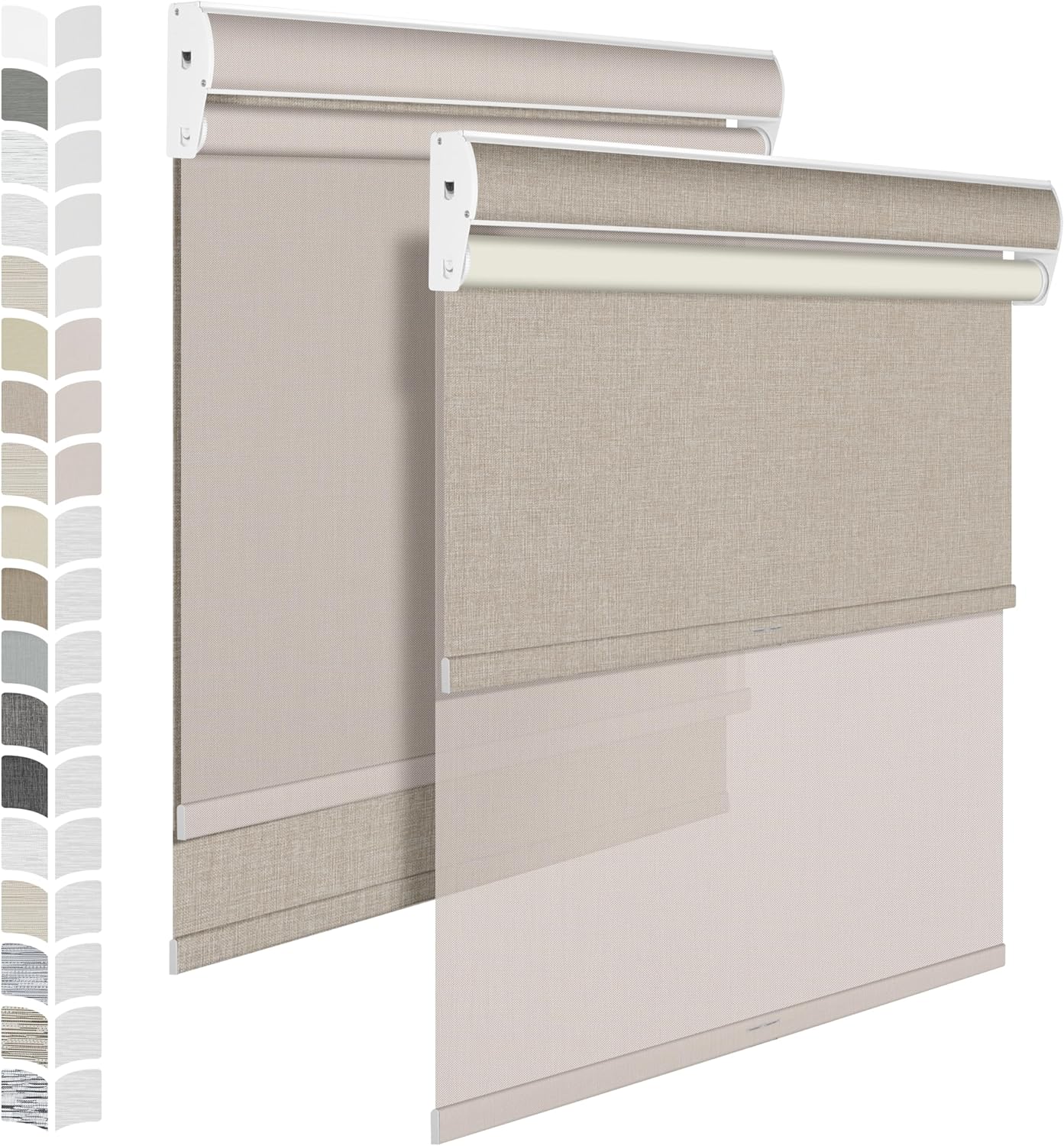 BERISSA Cordless Dual Roller Shades With Cassette Valance, Blackout and 5% Light Filtering, Day and Night for Home Office, Linen Pink, Custom Sizes