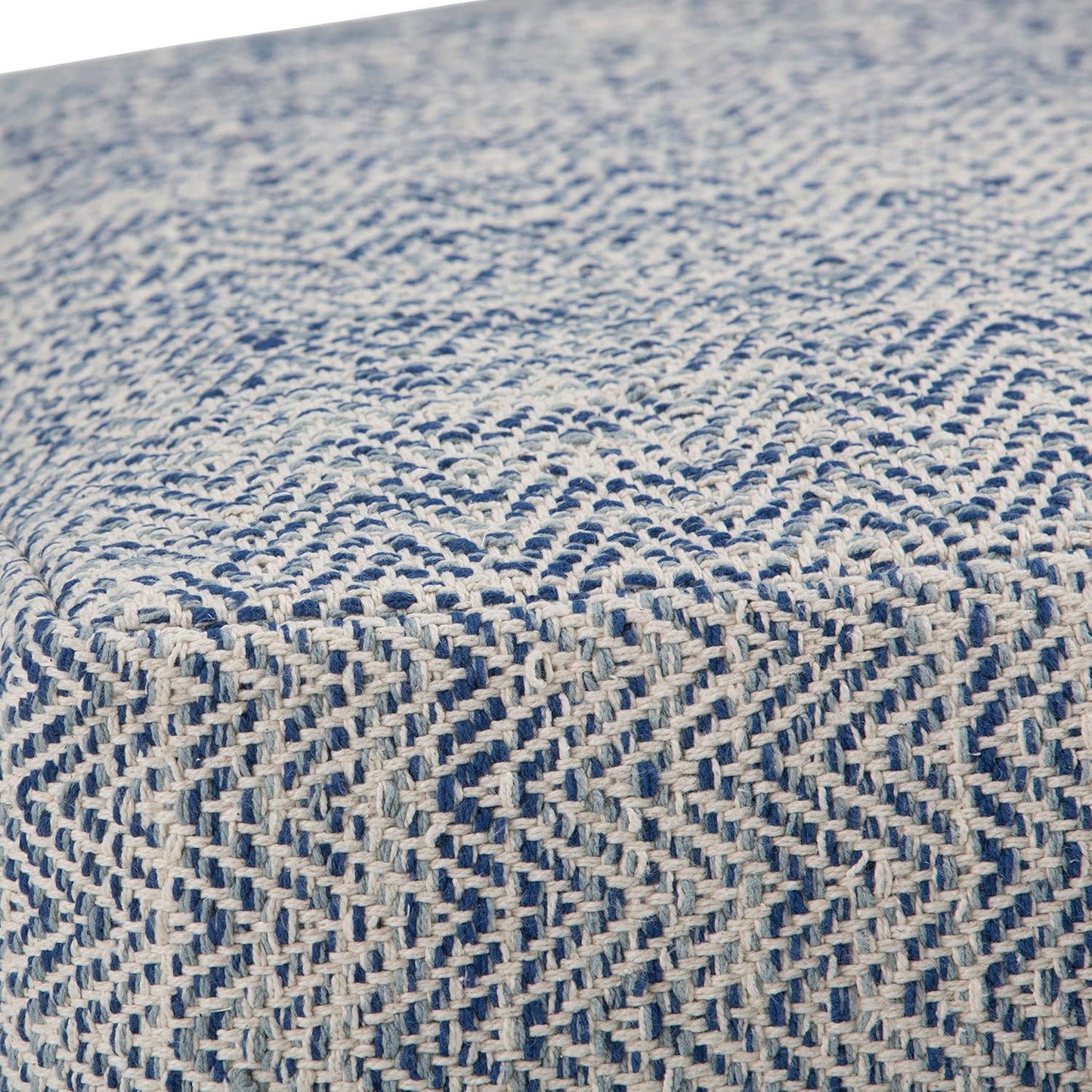 SIMPLIHOME Nate 20-inch Wide Square Pouf in Patterned Denim Mélange, Handwoven Boho-Style Cotton Ottoman, Footrest, or Extra Seating for Living Room, Assembled