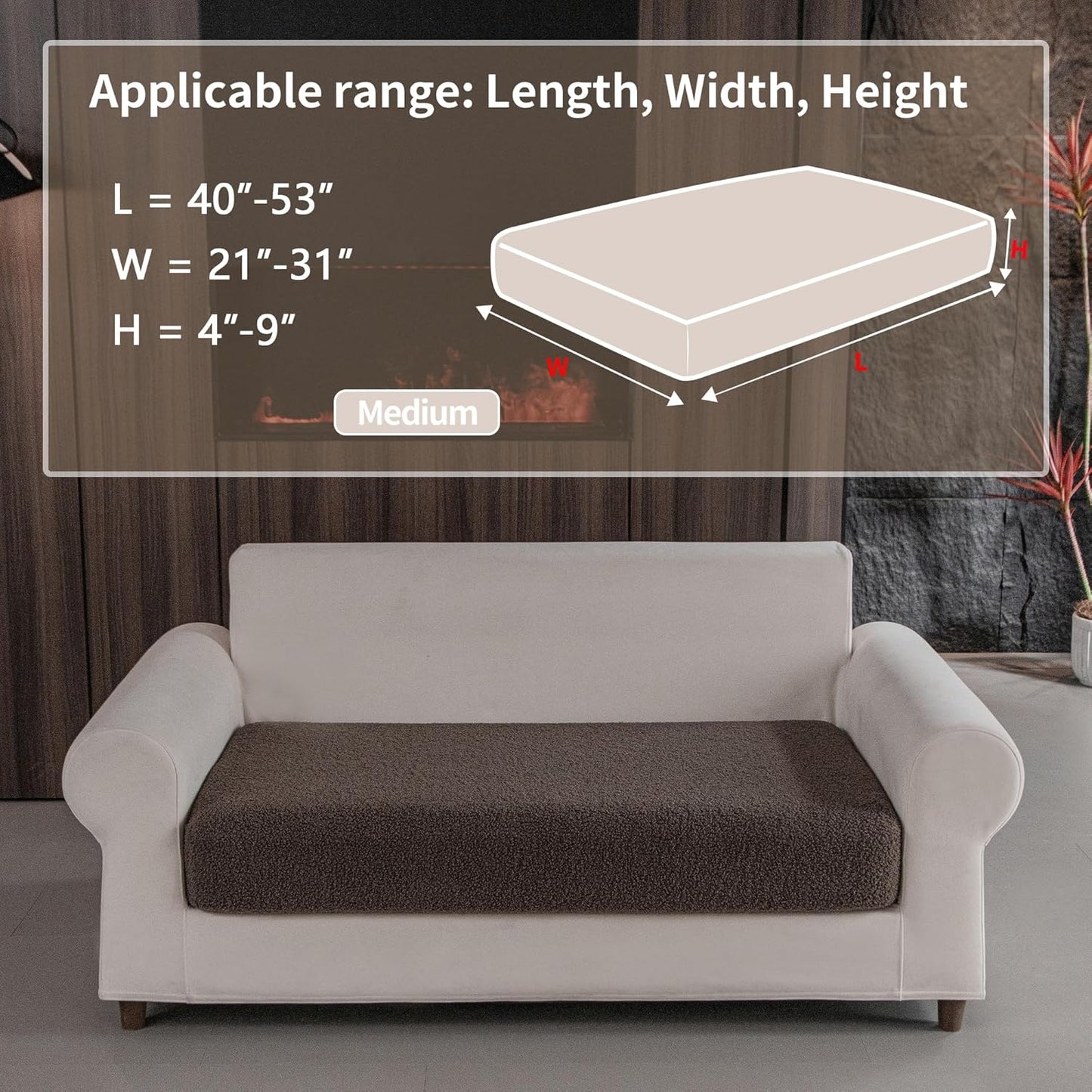 Couch Cushion Covers for Sectional Sofa, Stretch Soft Sofa Slipcovers Washable Wear-Resistant Universal Furniture Protector for Living Room(1 Piece Loveseat Cover, Brown)