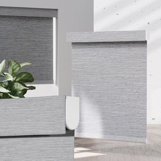 Blackout Roller Shades for Indoor Windows, Cordless Jacquard Fabric-Matched Roller Blinds, Easy to Install Privacy UV Protection Roll Up Blinds for Home Office, Grey, 30" W x 72" H