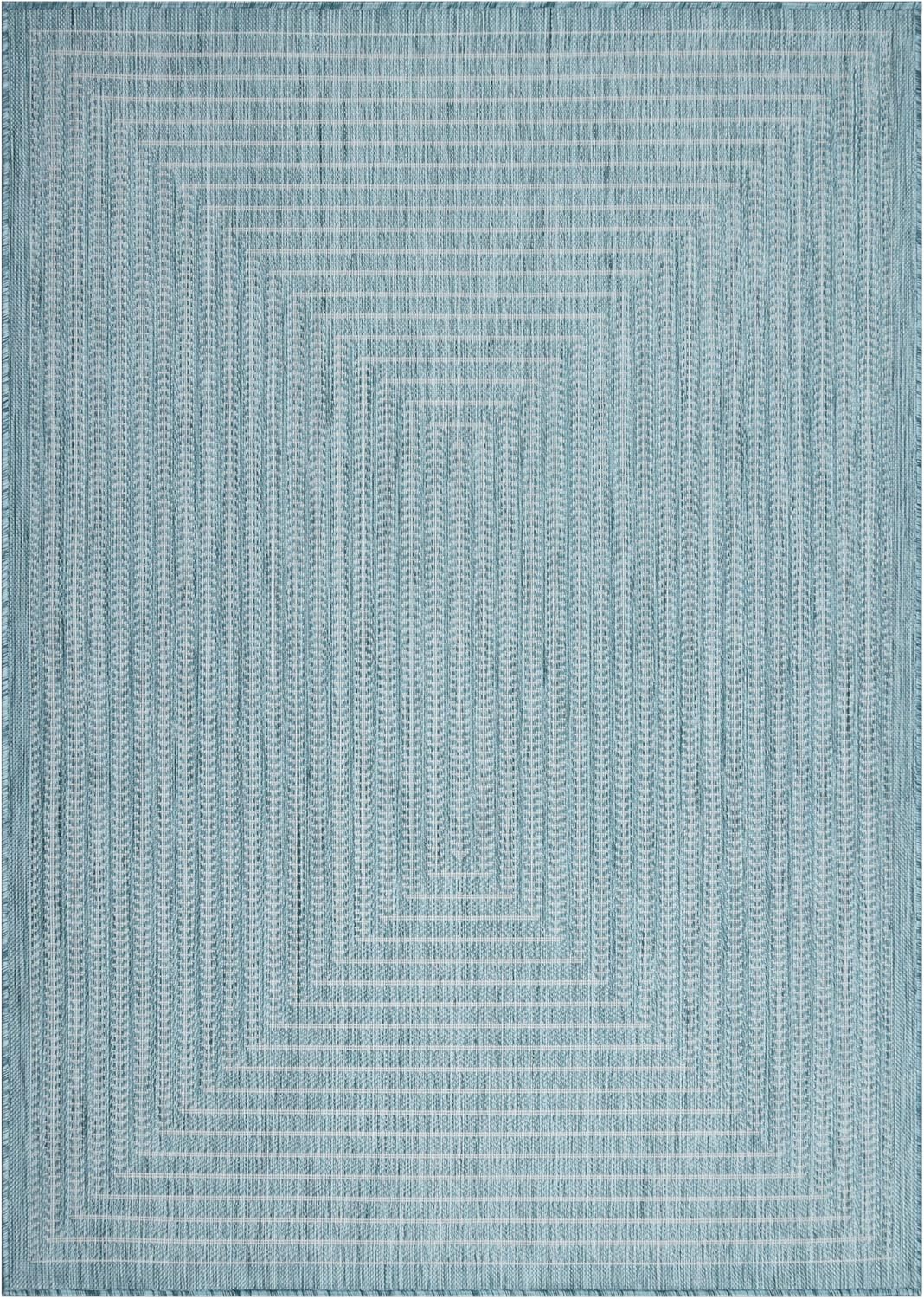 Adiva Rugs Outdoor Indoor Area Rug, Weather Resistant, Easy to Clean, Stain Resistant Floor Mat for Dining Room, Backyard, Deck, Patio (Aqua Weiss, 10' x 14')