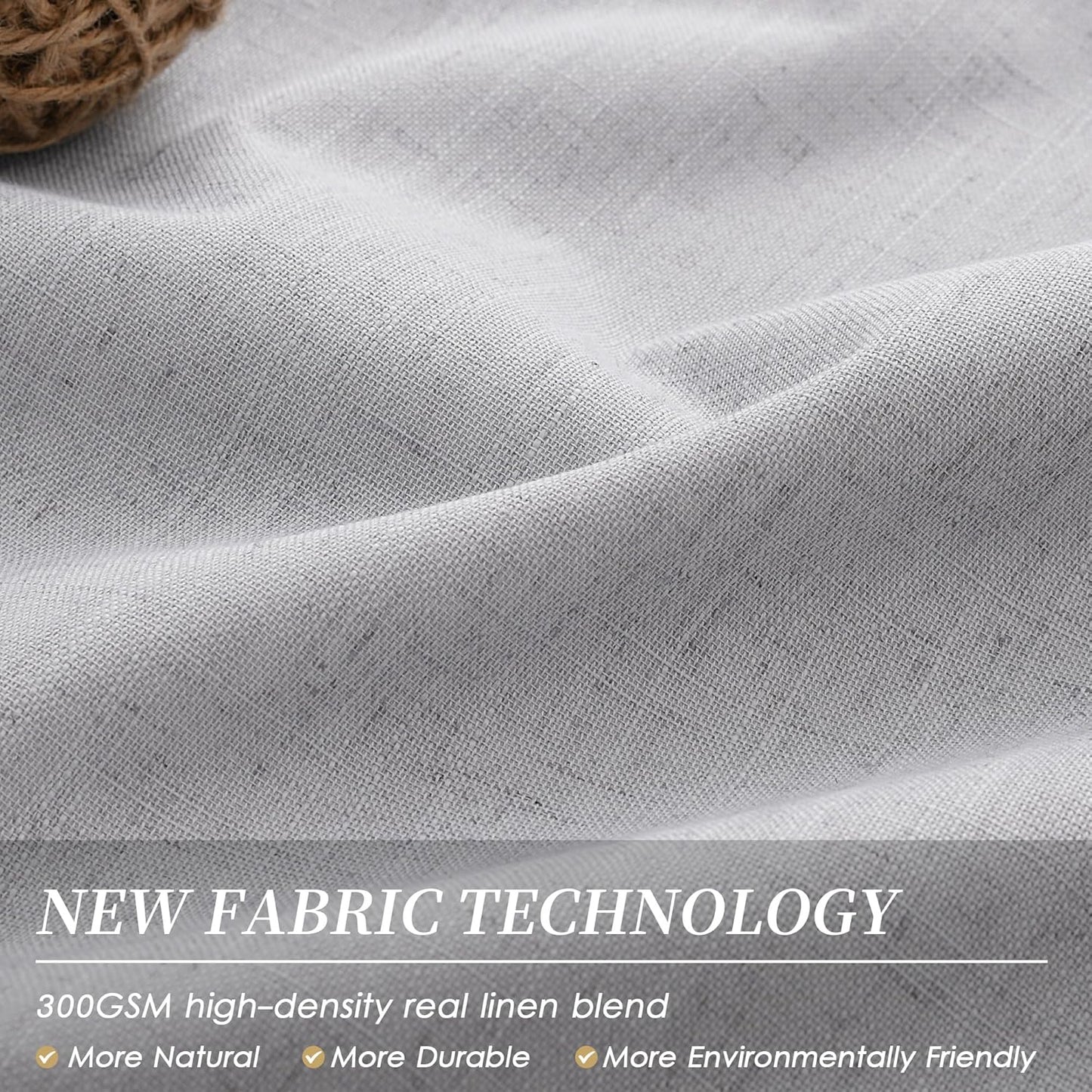 Light Grey Linen Blackout Curtains 72 Inches Long 2 Panels Set Back Tab Rod Pocket 100% Black Out Room Darkening Window Curtains Noise Reducing Gray Linen Textured Modern Heat Blocking Drapes 52x72