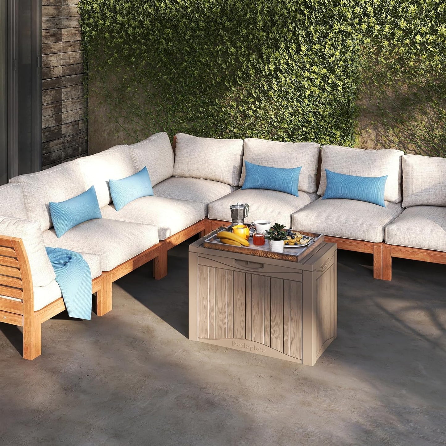 50 Gallon Outdoor Storage Box Waterproof Lockable Resin Deck Box Large, Patio Storage Bin for Pool Accessories Cushion Furniture, Garden Tools, UV-Resistant Outside Delivery Grey