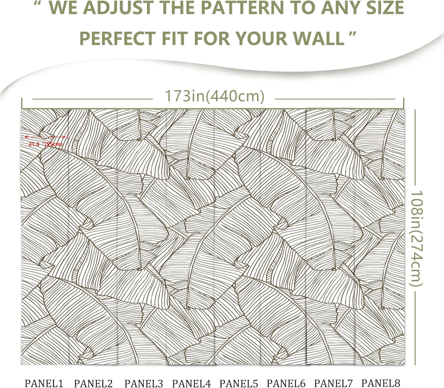 Gray Banana Leaf Wall Mural Wallpaper for Bedroom Living Room Office(Not Peel and Stick)