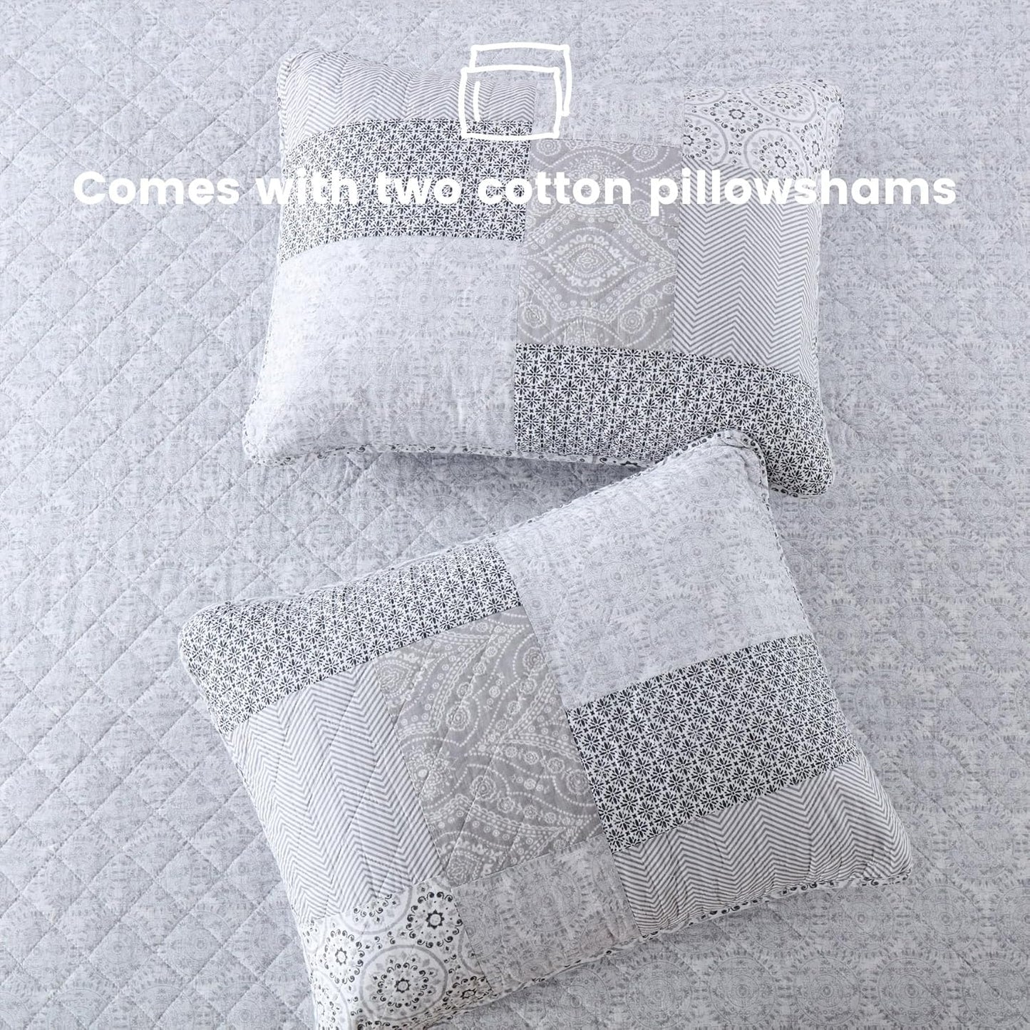 Secgo King Size Comforter Set- 100% Cotton Quilt King Size Set, Green, Sage bedspreads (96 * 108 Inch) with 2 Pillow Shams, Patchwork Reversible Lightweight Bedding