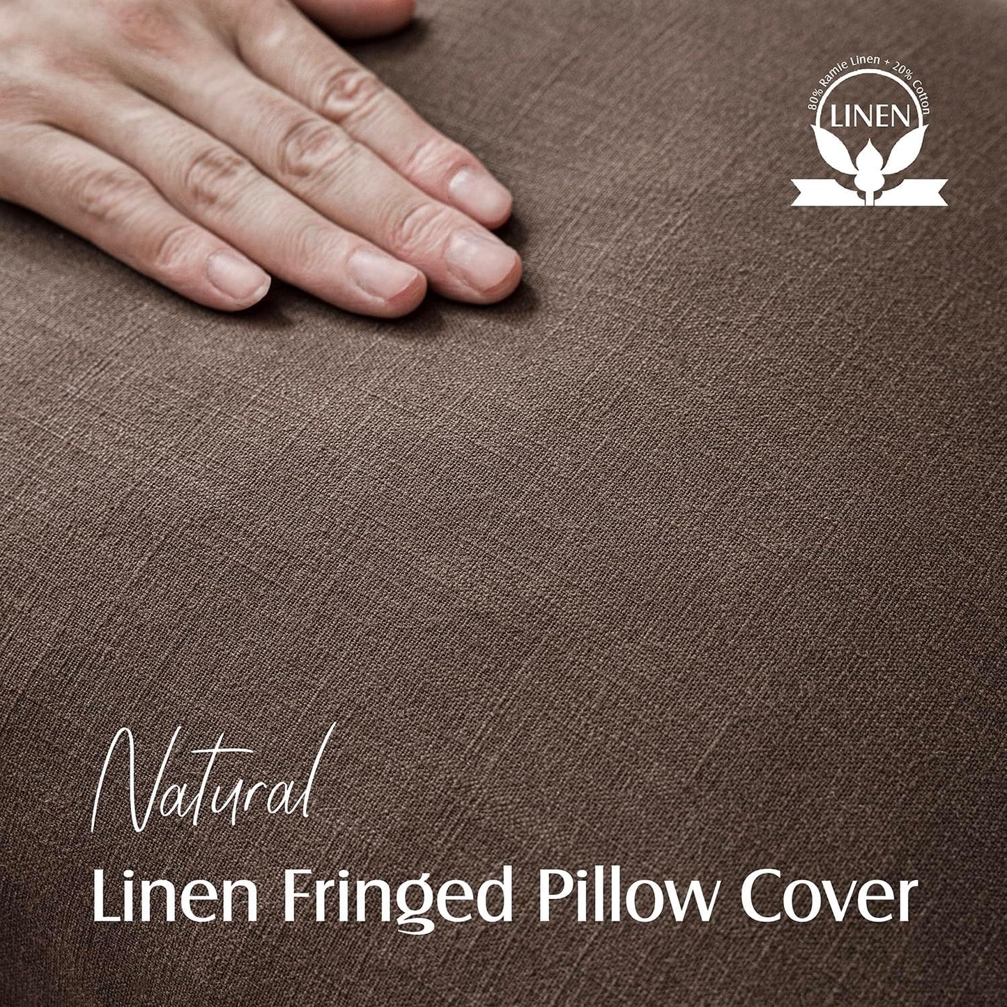 Foindtower Set of 2 Decorative Linen Fringe Throw Pillow Covers Boho Farmhouse Cushion Cover with Tassels Lumbar Accent Pillowcase for Bed Couch Living Room Home Bedroom Decor,12×24 Inch,Reddish Brown