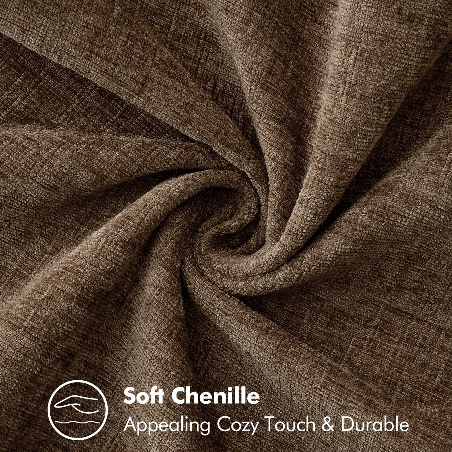 MIULEE Pack of 2 Couch Throw Pillow Covers 20x20 Inch Brown Farmhouse Decorative Pillow Covers with Stitched Edge Soft Chenille Solid Dyed Spring Pillow Covers for Sofa Bed Living Room