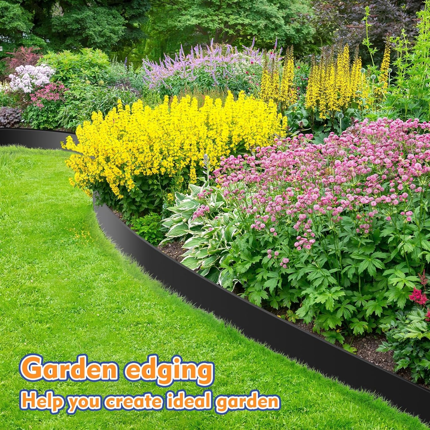 4 Inch x 33 FT (Multiple Sizes Available) Landscape Edging, Garden Edging Borders with 40pcs Upgrade Stakes, Flexible No Dig Plastic Garden Border for Lawn, Landscaping, Flower Beds, tree and Yard