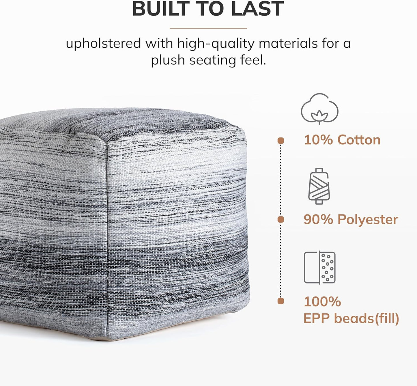 Anji Mountain 20"x20"x20" Handmade & Handcrafted Ottoman Pouf Comfortable Pouf Ottoman Foot Rest & Home Décor Accent for Living Room, Bedroom, Nursery, Kids Room, Patio