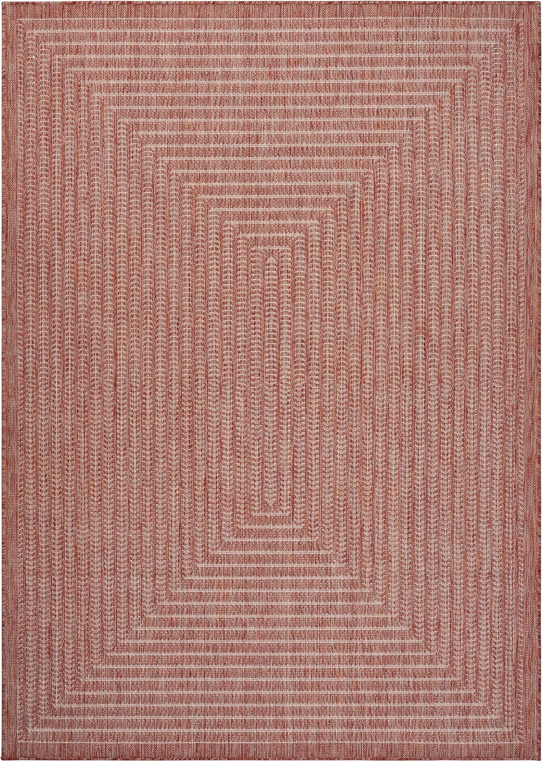 Adiva Rugs Outdoor Indoor Area Rug, Weather Resistant, Easy to Clean, Stain Resistant Floor Mat for Dining Room, Backyard, Deck, Patio (Copper Weiss, 6' x 9')