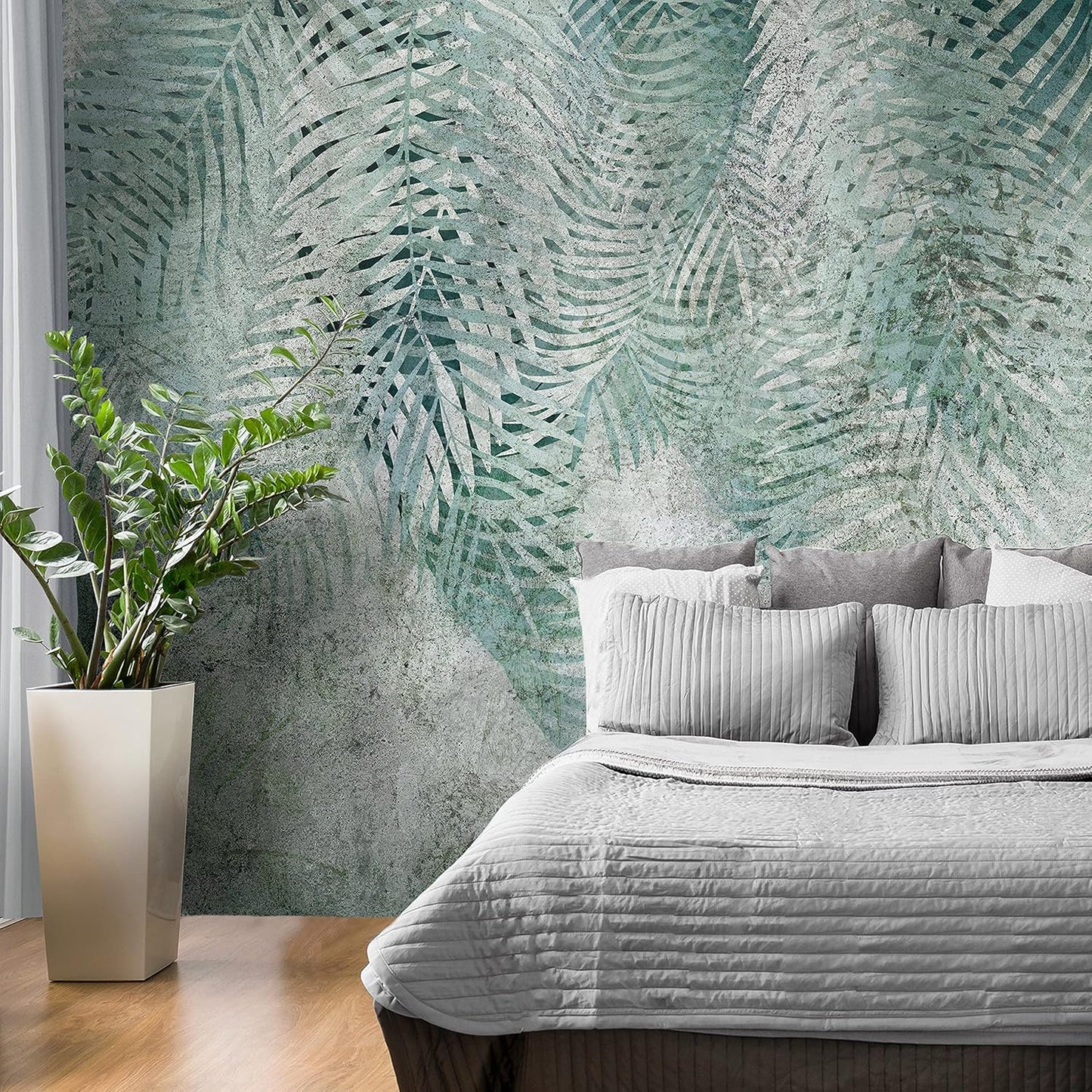 artgeist Premium Wall Mural Leaves 138x101 in - Non-Woven Wallpaper Fleece Wall Decor Photo Print Picture Image Design Nature Botanical Plants Palm Abstract b-C-0861-a-a