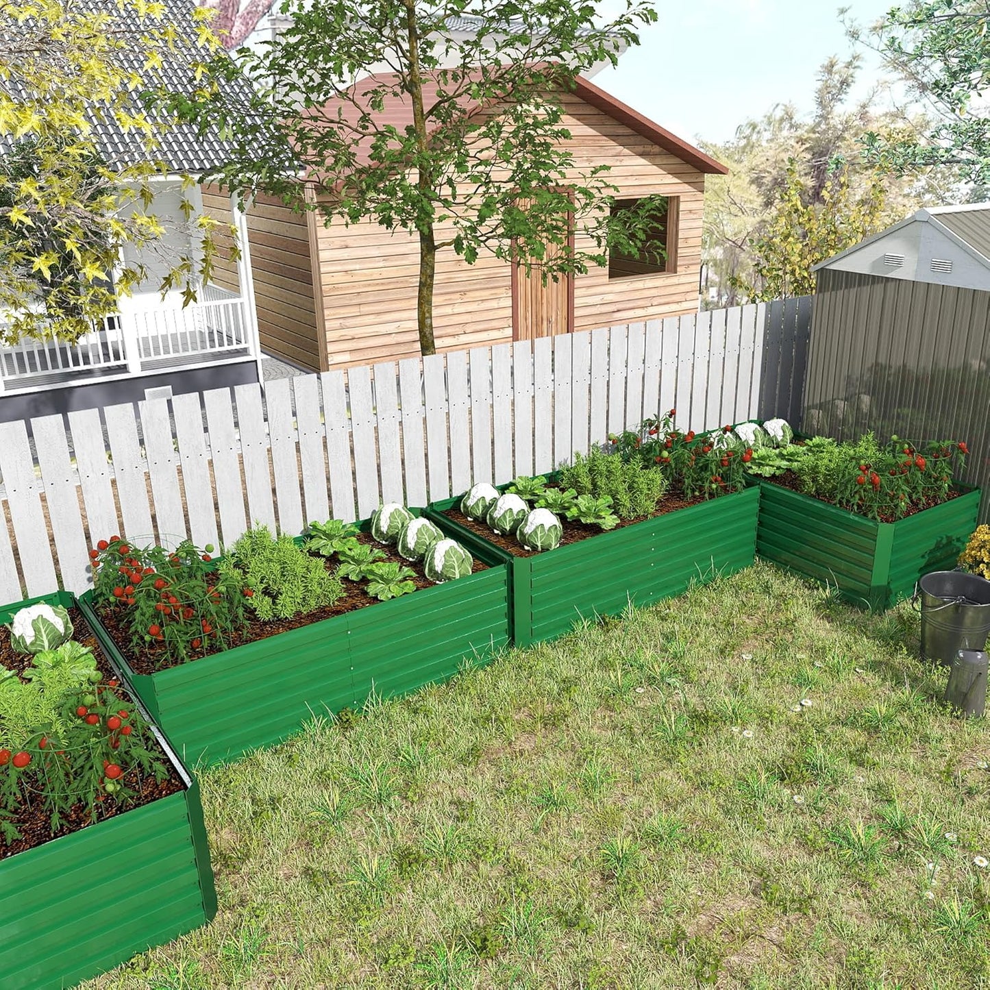 8x4x2 ft Raised Garden Bed, Large Metal Planter Raised Beds, Planters for Outdoor Plants for Vegetables, Flowers, Herbs, Fruits, and Succulents.