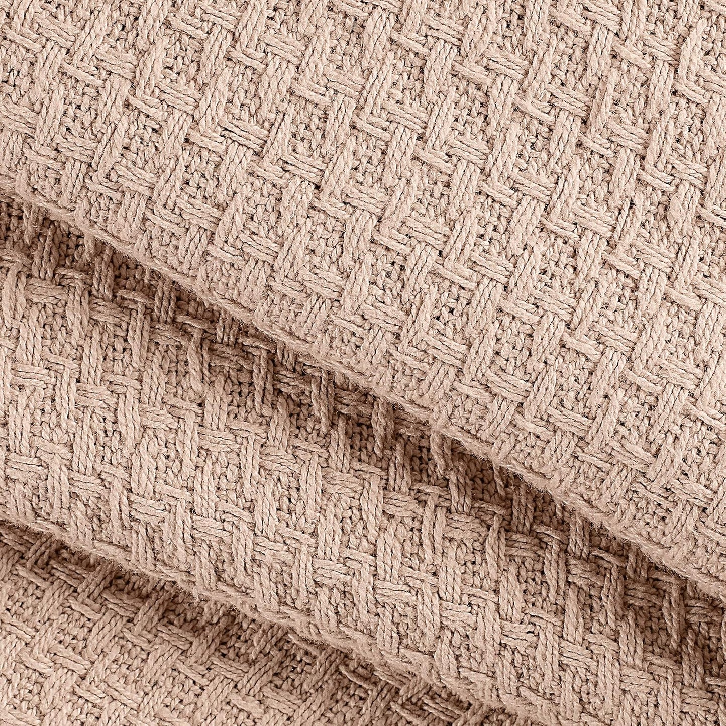 Elvana Home 100% Cotton Bed Blanket, Breathable Bed Blanket King Size, Cotton Thermal Blankets King, Perfect for Layering Any Bed for All Season, Beige